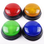 BEAN LIEVE 4-Pack Game Buzzers - Family feud Buzzer with Lights and Sounds, Answer Buzzers for Classroom, Quizzes Party, Buzzer for Game Show for Kids and Teacher Supplies