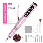 POFIBO Cordless Electric Nail Drill – 12 in 1 Rechargeable Electric Nail File Kit with LCD Display, 5 Adjustable Speeds, 35000RPM, for Acrylic & Gel Nails, Manicure & Pedicure (Pink