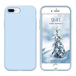 DUEDUE Case Compatible with iPhone 7 Plus Case,iPhone 8 Plus Phone Case,Liquid Silicone Slim Cover Microfiber Cloth Lining Cushion Shockproof Protective Case for iPhone 8 Plus/7 Plus,Light Blue