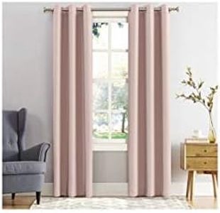 Sun Zero Easton Energy Saving Blackout Grommet Curtain Panel, 40" x 84", Blush Pink