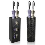 ZOFUN 2 Pcs Umbrella Stands, 42 cm Tall Round & Rectangular Umbrella Holders, Black Umbrella Stand, Carbon Steel Umbrella Stands for Hallway, Home & Office Entryway
