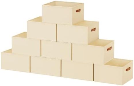 DIMJ 10 Pack Large Closet Storage Baskets Bins for Shelves, Collapsible Fabric Closet Organizers and Storage with Polyester Handles, Decorative Baskets for Organizing Clothes, Linen Closet 16x12x10