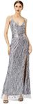 BABEYOND Women Sequin Long Dress Maxi Evening Dress Sleeveless (Large, Silver Gray)