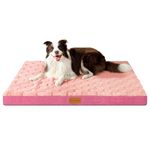 Patas Lague Checkered Orthopedic XL Dog Bed for Large Dogs 107x71cm, Waterproof Big Large Dog Beds with Removable Washable Cover,Egg Crate Foam Pet Bed Mat with Nonskid Bottom, Pink