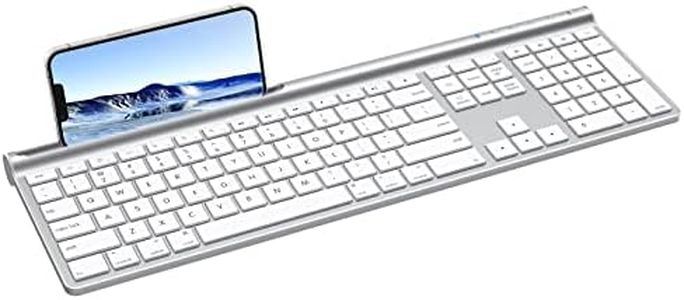 CHESONA Wireless Bluetooth Keyboard for Mac, Bluetooth/Wired Dual-Mode Keyboard for MacBook Air/Pro, iMac, Ultra-Slim Rechargeable, Silent Full-Size Keyboard for iPadOS MacOS, iPhone OS, Silver White