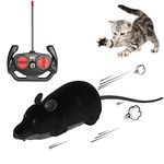 DesignBox Remote Control Mouse Toy, Wireless Control Realistic Rat Scary RC Mice Toy For Cat Kitten Dog Pet Novelty Gift Trick Bugs, Kids Children Halloween Christmas Birthday Present (Dark Black)