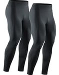 NELEUS Men's Dry Fit Compression Pants Workout Running Leggings, 6107 Black/Black,2 Pack, Large