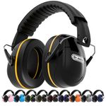 Dr.meter Noise Cancelling Ear Muffs, SNR 31dB Noise Cancelling Headphones for Adults Autism, Hearing Protection Ear Muffs for Shooting, Mowing, Concerts, Fireworks-Black & Orange