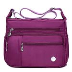 SHIFANQI Crossbody Bags for Women,Multiple Pockets Casual Ladies Shoulder Handbags,Waterproof Nylon Travel Purses, Lightweight Messenger Bag with Adjustable Strap (Large - Purple)