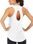 ICTIVE Yoga Tops for Women Loose Fit Workout Backless Sleeveless Keyhole Open Back Racerback Summer Shirts White M