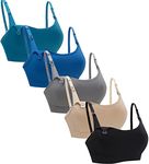 Suekaphin 5Pack Seamless Nursing Bra Women Maternity Breastfeeding Pregnancy Support Full Coverage Bralette Padded Cups,XXLarge,Black/Beige/Gray/Navy/Huntergreen