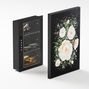 Grimtron Hidden Wall Safe With 21*30 Sliding Picture Frame, Quick Access Gun Storage Between 16 Inches Studs With Left or Right Slide Opening Wall Safe Cover For Hidden Jewelry Storage, Home Security