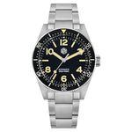 San Martin Men Watch 62 mas SN0139, 39 mm 20 Bar Diver Watch NH35 Automatic Mechanical Luxury Diving Waterproof Wrist Watch, Black Yellow / Stainless, Modern