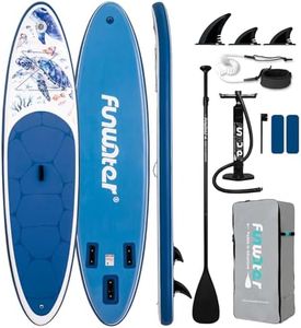 FunWater Stand Up Paddle Board Ultra-Light Inflatable Paddleboard with SUP Accessories for Adults & Youth of All Skill Levels (Blue Turtle)