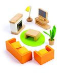 Hape E3452 Media Room - Wooden Dolls House Accessories