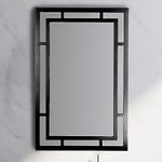 Creative Co-Op Vintage Glass Wall Mirror with Geometric Art Deco Wood Frame, Black