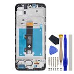 Black Full LCD Digitizer Touch Screen Assembly Screen Frame Replacement for Motorola Moto E20 XT2155 XT2155-1 6.5" with Tool Kit