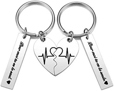 PiercingJak 2PCS Porte-clés Cœur Couple Amoureux Amour Personnalisé Gravé Pour Moi Tu Es Le Seul Puzzle Séparable Trousseau Pendentif Acier Inoxydable Cadeau Anniversaire Saint-Valentin-Argent