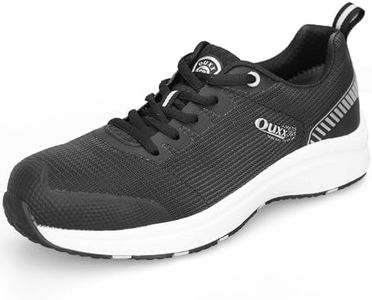 OUXX Work Boots, Aluminum Safety Toe, Anti-Slip Rubber Boot, ASTM F2413 Safety Shoes, Ultralight boots,Comfortable, Breathable(OX8301BK), Ox8301,black, 9.5