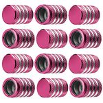 Tire Valve Stem Cap Cover - (12 Pack) Tire Air Caps Metal with Plastic Liner Corrosion Resistant Leak-Proof for Car Truck Motorcycle SUV and Bike Pink