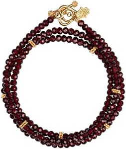 KARMA AND LUCK Spirit of Love - Genuine Garnet Stones 925 Sterling Silver- 18K Gold Plated Wrap Bracelet for Women with Gorgeous Heart Charms. Ready to Gift for Her. (Garnet)
