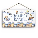 Personalised Room Sign with Childs Name - Animal Airplane Theme. Gloss Metal Wall Art. Baby, Toddler, Infant Bedroom.