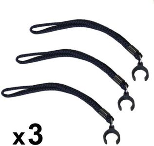 KMINA - Wrist Strap for Canes and Walking Sticks (x3 Units), Walking Cane Wrist Strap for 0.7" - 0.9" Tubes, Black Nylon Wrist Straps for Canes - Made in Europe