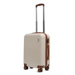 Mode Maestro | Hard-Sided Polycarbonate Trolley Suitcase | 360° 8-Wheel Easy Drag| Brown Color Accessories| Light-Weight | TSA Lock |3-Yr Warranty | Cabin Luggage Bag 20in (55cm (S), White)