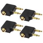 MEIRIYFA Airplane Flight Headphone Adapter, Dual 3.5mm Male to 3.5mm Female Airline Plane Headset Earbuds Adapter Gold Plated - 4Pack