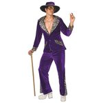 Morph Purple Pimp Costume Men, Pimp Halloween Costume, Pimp 70s Costume Men, Halloween Costume For Men Adult, L