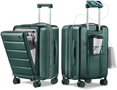 ISLAND ELEPHANT 20IN Carry On Luggage Airline Approved - Expandable Hardside Suitcase with 16" Laptop Compartment, Cup Holder, Phone Mount, USB Port,TSA Lock, 360°Spinner Wheels (Forest Green)