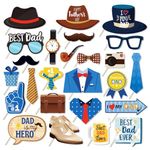 25 Pieces Father's Day Photo Booth Props Happy Father's Day Party Decoration Best Dad Thank You Dad Photo Props for Father's Day Birthday Party Decoration Supplies