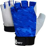 Drasry UV Fishing Gloves Fingerless Sun Protection Men Women UPF50+SPF for Kayaking Paddling Hiking Sailing Rowing Driving (L, Blue)