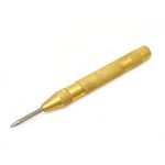 uptodateproducts Automatic Center Punch - 5 inch Brass Spring Loaded Center Hole Punch with Adjustable Tension, Hand Tool for Metal or Wood Usually Used To Mark The Center Of A Point