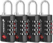 Fosmon TSA Accepted Luggage Locks, 4 Pack, Resettable Multi-Use 4 Digit Combination Padlock, Zinc Alloy Shackle, Ideal for Travel Bag, Suitcase, Locker, Backpack, Briefcase - Black