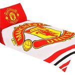 Mufc Manchester United 'Pulse' Reversible Single Duvet Quilt Cover Set, Red/White