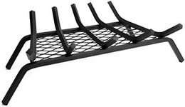 Pleasant Hearth - 1/2" Solid Steel Fireplace Grates With Ember Retainer, Black, 24-Inch