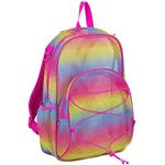 Eastsport Mesh Bungee Backpack See Through Semi Transparent Adjustable Straps Travel, Swim, Gym Bag, 17.5" x 12.5" x 5.5", Pink Ombre, Durable