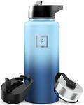 IRON °FLASK Sports Water Bottle - 32 Oz 3 Lids (Straw Lid), Leak Proof - Stainless Steel Gym & Sport Bottles for Men, Women & Kids - Double Walled, Insulated Thermos, Metal Canteen