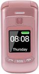 YUEHISY Unlocked Flip Phone for Senior Safety, 2.4in Dual Screen Big Keys, SOS Key Loud Speaker, 2800mAh Long Battery, 2G GSM Dual SIM for Elderly (Pink)