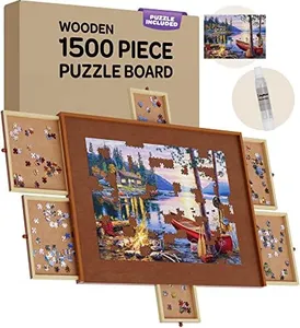 JoyBerri Jigsaw Puzzle Board - with Free Puzzle / 1500 Piece Jigsaw Puzzle Table for Adults/Portable Wooden Puzzle Table Organizer and Puzzle Board with Drawers