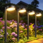 E-Kong 8 Pack Solar Pathway Lights Outdoor, Bright 12 LED Solar Lights Outdoor Waterproof for Yard, Over 12Hrs Long Lighting Solar Powered Garden Lights for Outside Walkway Patio Path Driveway