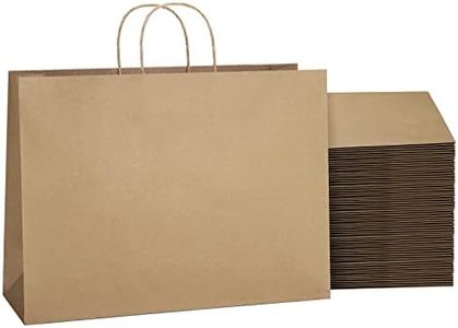 SHOPDAY Brown Paper Bags with Handles 16x6x12, 25 Pack Large Kraft Paper Bags Bulk, Tote Bags Shopping Bags, Paper Gift Bags, Retail Bags Merchandise Bags for Grocery Business Takeouts