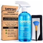 Betron Screen Cleaner Spray (500ml) Alcohol Free with Microfibre Wipes and Brush for LCD LED OLED TV, Smartphone, iPad, Laptop, Macbook