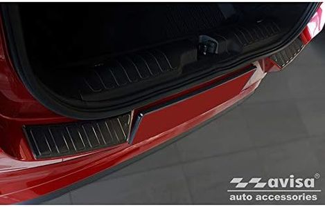 Avisa Black Stainless Steel Rear Bumper Protector Compatible with Ford Puma 2019- 'Ribs' (2-Pieces)