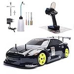 1/10 Nitro Two Speed 2.4G Nitro Gas RC Cars Truck 1/10 RC Drift Car 17IN Professional High-Speed Drift Petrol Engine Remote Control Car Nitrogen Drive 4WD 80KM/H Metal Chassis Gas Cars Adult Xmas Gift