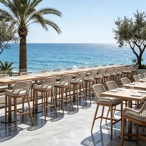 PURPLE LEAF Bar Stools Set of 4 Bar Height Metal Bar Chairs with Back Modern Tall Comfy Wicker Woven Boho Garden Pool Patio Outdoor Barstools