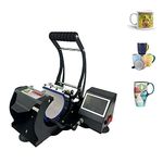 Mug Heat Press Transfer Machine for Sublimation Printing Cups, Bottles, Money Boxes, Beer Steins, 11oz Durham Mug Attachment Included (Black)