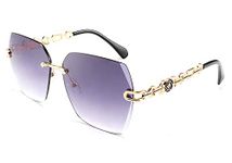 FEISEDY Women Trendy Rimless Sunglasses Metal Frame Diamond Cutting Lens B2567