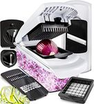 Fullstar PRO Original Vegetable Chopper & Mandoline Slicer - 7 Stainless Steel Blades - Veg Cutter & Dicer - Dishwasher Safe, BPA-Free (PRO 7-in-1, White)